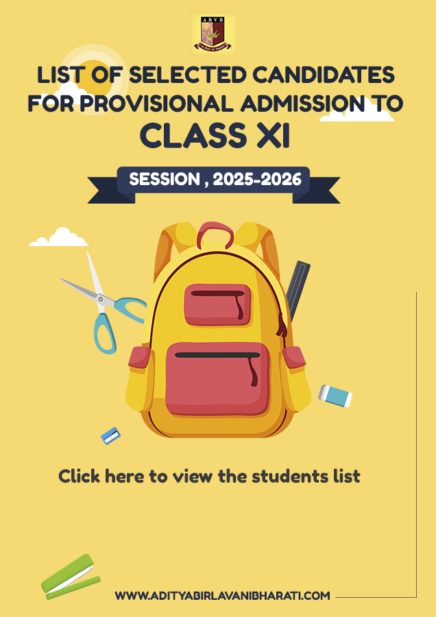 Names of Selected Candidates for Provisional Admission in Class XI (Session 2025-26)